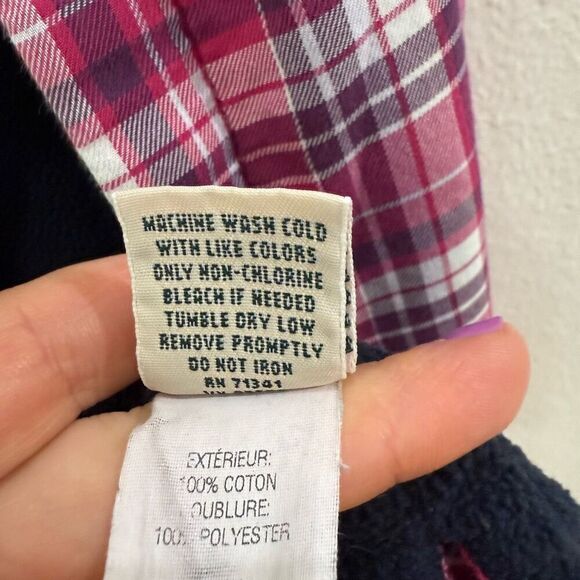 Vintage L.L. Bean Women's XL Oversized Pink Flannel Shacket Jacket Buttoned - Picture 6 of 8
